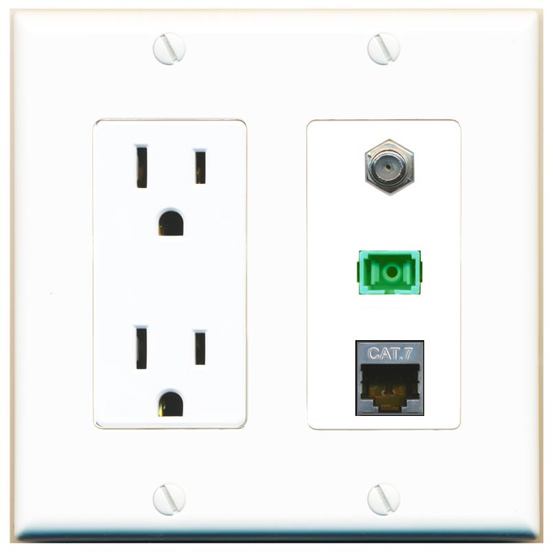 1 CAT7 1 COAX 1 SC-APC-SX Wall Plate [White]