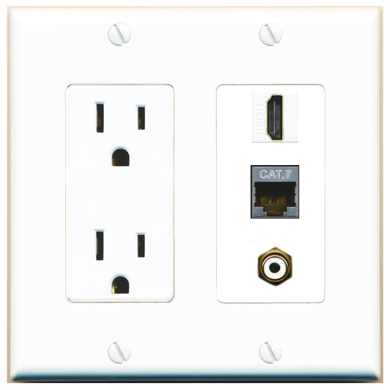 1 CAT7 1 HDMI 1 RCA-WHITE Wall Plate [White]