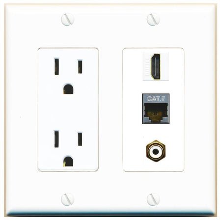 1 CAT7 1 HDMI 1 RCA-WHITE Wall Plate [White]
