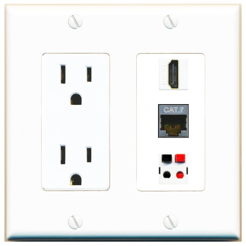 1 CAT7 1 HDMI 1 SPEAKER Wall Plate [White]