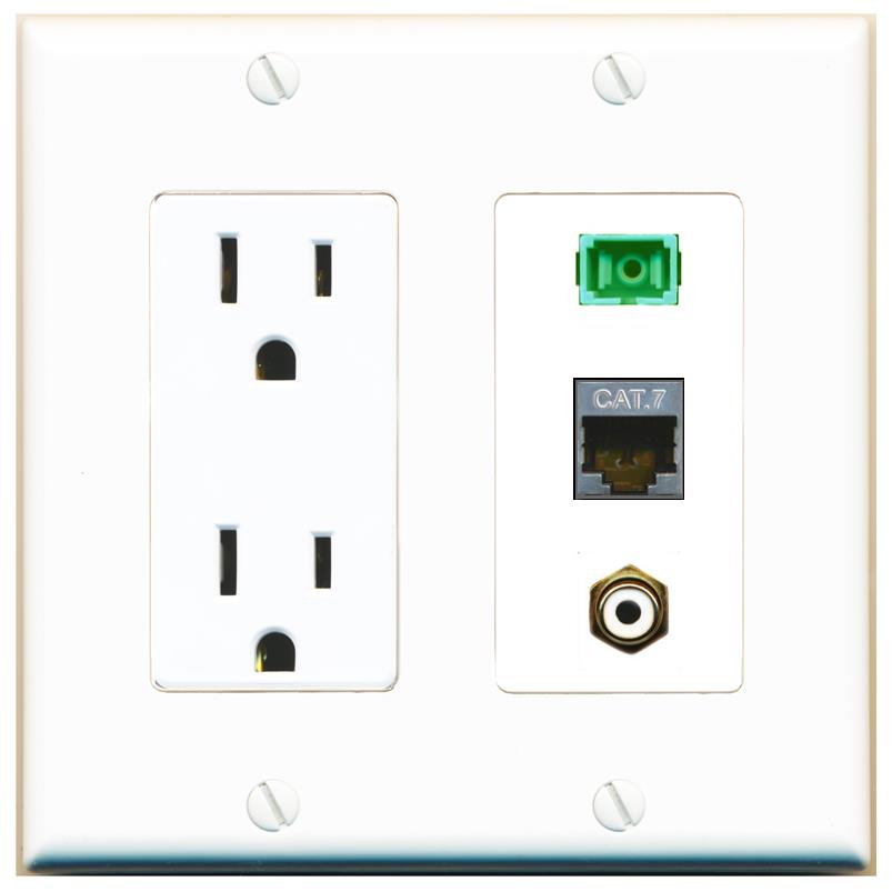 1 CAT7 1 RCA-WHITE 1 SC-APC-SX Wall Plate [White]