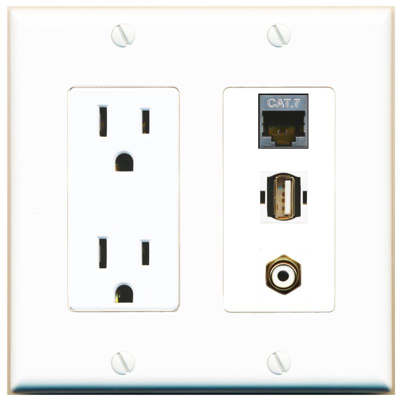 1 CAT7 1 RCA-WHITE 1 USB2 Wall Plate [White]