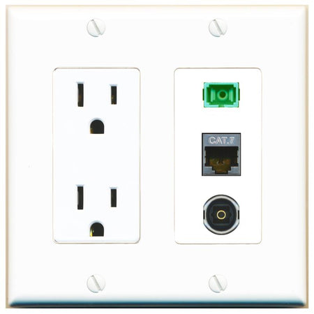 1 CAT7 1 SC-APC-SX 1 TOSLINK Wall Plate [White]