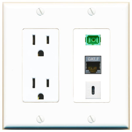 1 CAT7 1 SC-APC-SX 1 USBC Wall Plate [White]