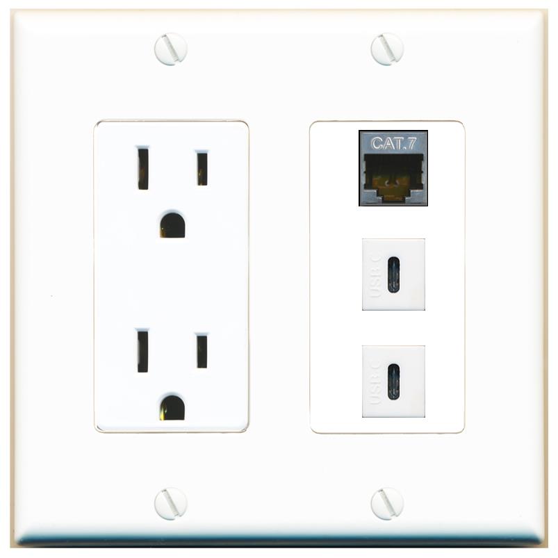 1 CAT7 2 USBC Wall Plate [White]