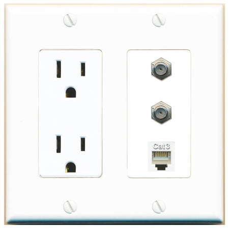 2 COAX 1 PHONE Wall Plate [White]