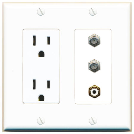 2 COAX 1 RCA-WHITE Wall Plate [White]