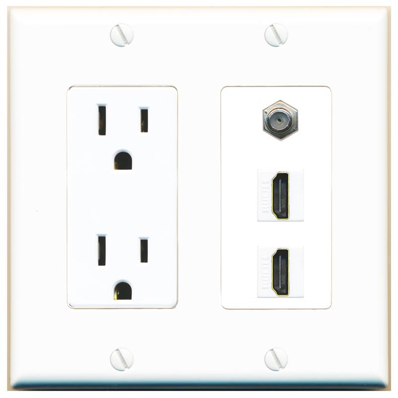 1 COAX 2 HDMI Wall Plate [White]