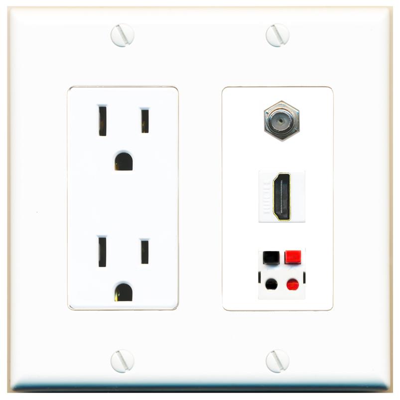 1 COAX 1 HDMI 1 SPEAKER Wall Plate [White]