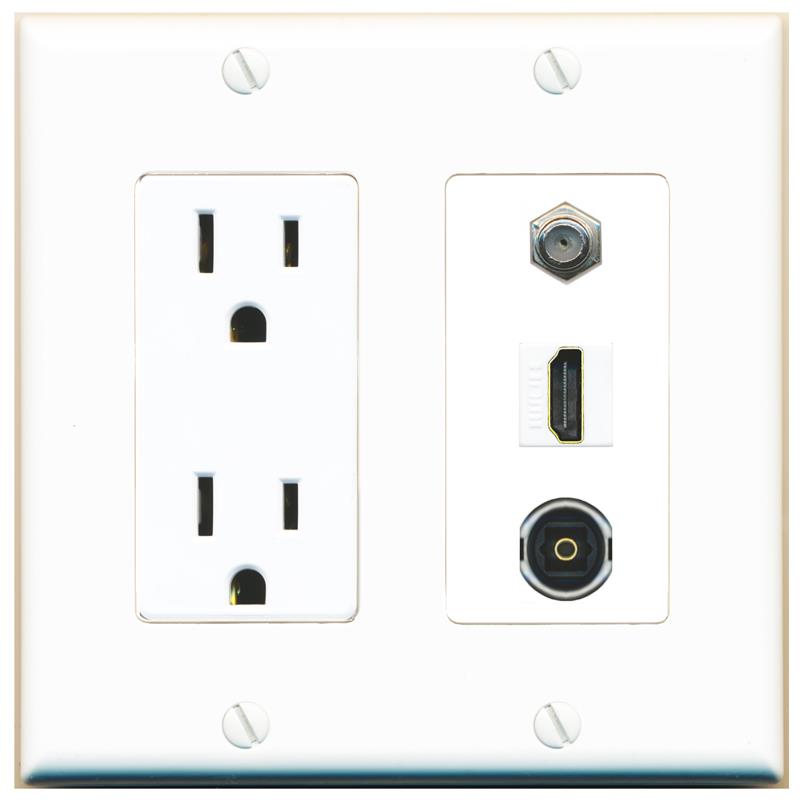 1 COAX 1 HDMI 1 TOSLINK Wall Plate [White]