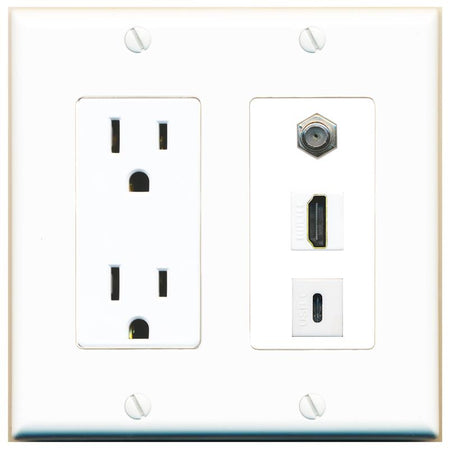 1 COAX 1 HDMI 1 USBC Wall Plate [White]