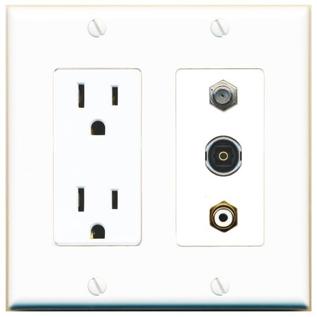 1 COAX 1 RCA-WHITE 1 TOSLINK Wall Plate [White]