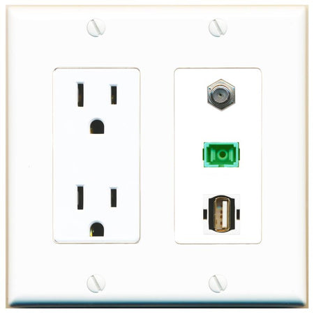 1 COAX 1 SC-APC-SX 1 USB2 Wall Plate [White]