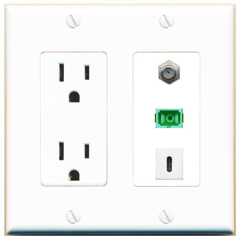 1 COAX 1 SC-APC-SX 1 USBC Wall Plate [White]