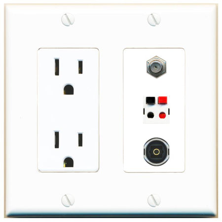 1 COAX 1 SPEAKER 1 TOSLINK Wall Plate [White]