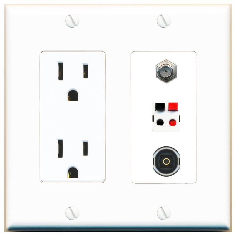 1 COAX 1 SPEAKER 1 TOSLINK Wall Plate [White]