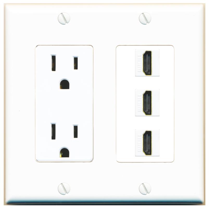 3 HDMI Wall Plate [White]