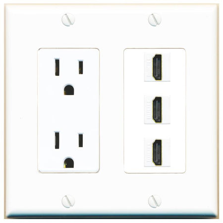3 HDMI Wall Plate [White]