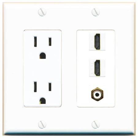 2 HDMI 1 RCA-WHITE Wall Plate [White]