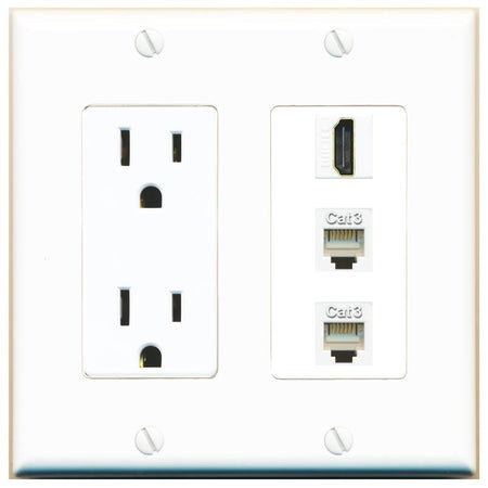 1 HDMI 2 PHONE Wall Plate [White]
