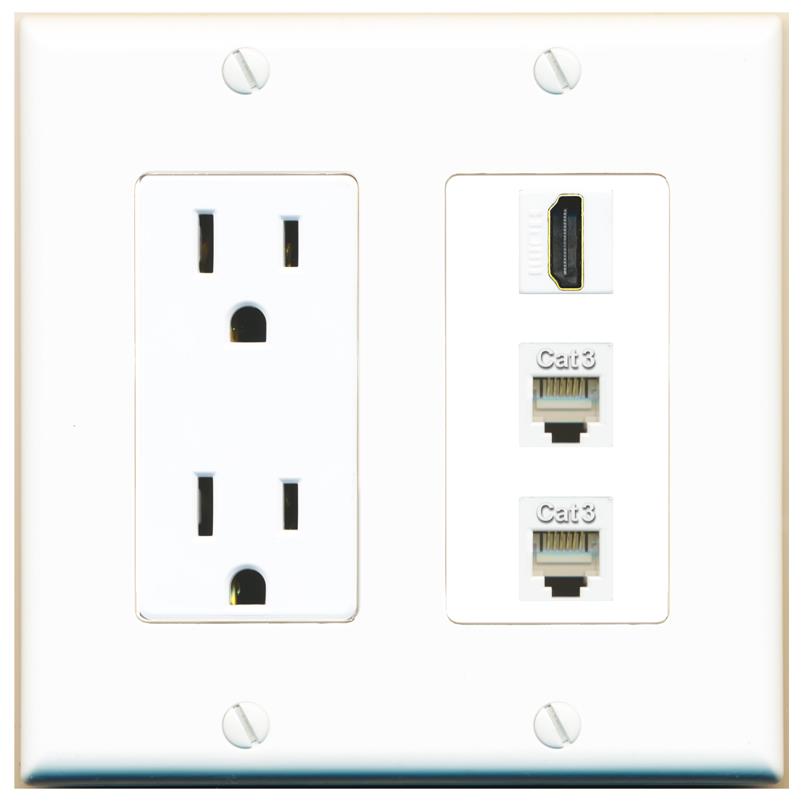 1 HDMI 2 PHONE Wall Plate [White]