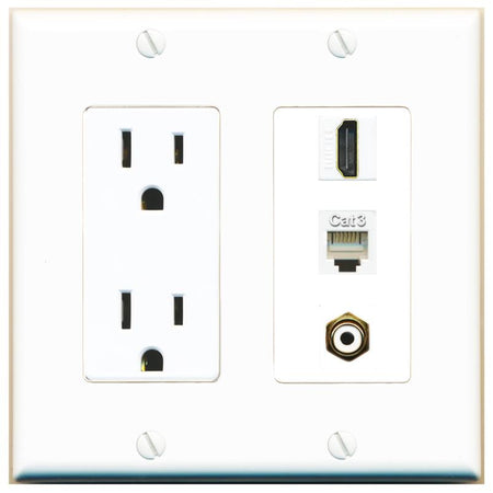 1 HDMI 1 PHONE 1 RCA-WHITE Wall Plate [White]