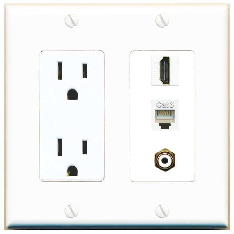 1 HDMI 1 PHONE 1 RCA-WHITE Wall Plate [White]
