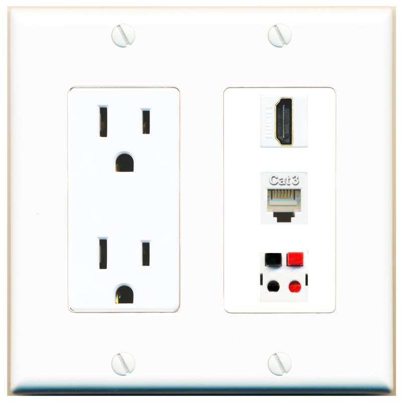 1 HDMI 1 PHONE 1 SPEAKER Wall Plate [White]
