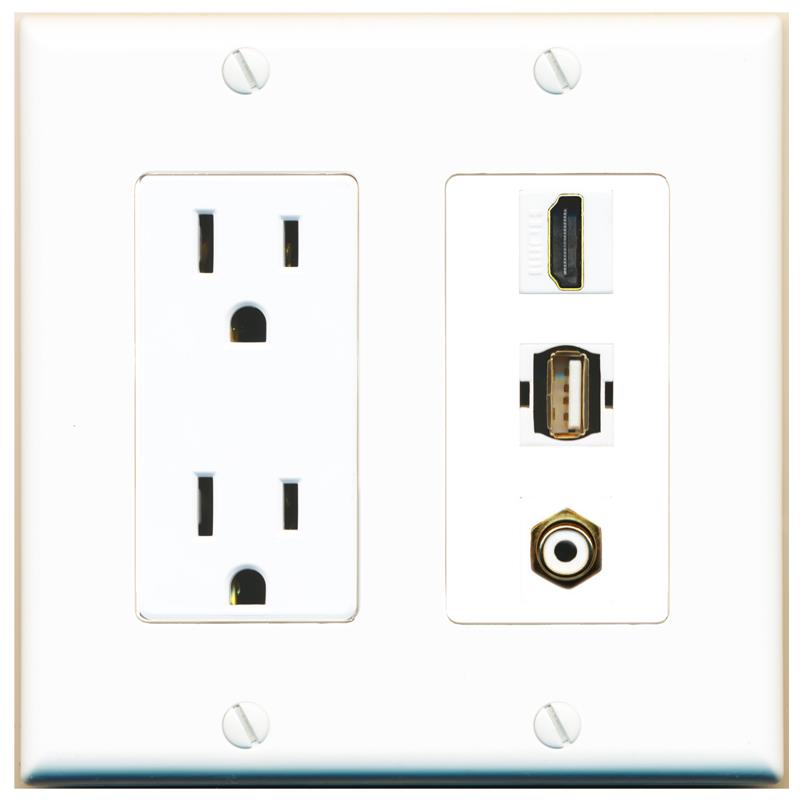 1 HDMI 1 RCA-WHITE 1 USB2 Wall Plate [White]