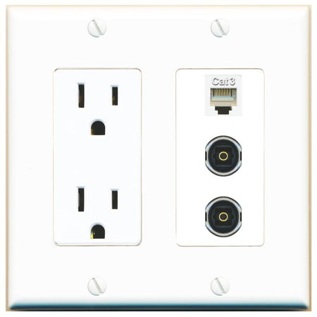 1 PHONE 2 TOSLINK Wall Plate [White]
