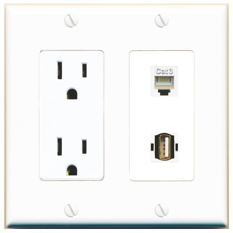 PHONE USB2 Wall Plate [White]