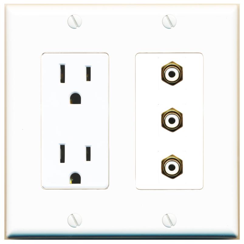 3 RCA-WHITE Wall Plate [White]
