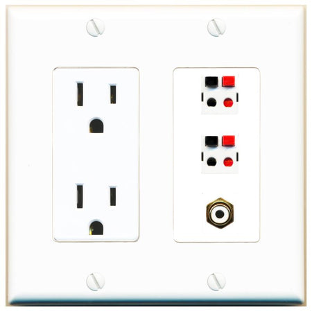 1 RCA-WHITE 2 SPEAKER Wall Plate [White]