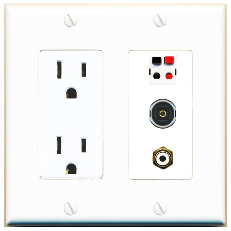 1 RCA-WHITE 1 SPEAKER 1 TOSLINK Wall Plate [White]