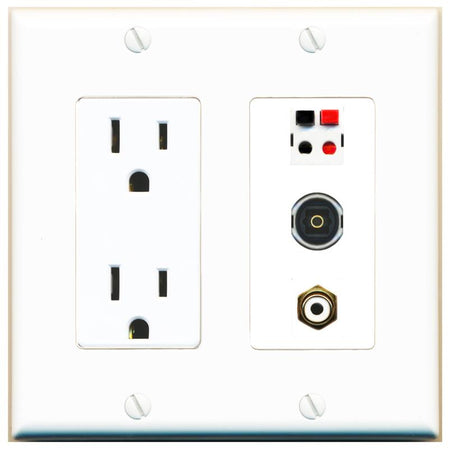 1 RCA-WHITE 1 SPEAKER 1 TOSLINK Wall Plate [White]
