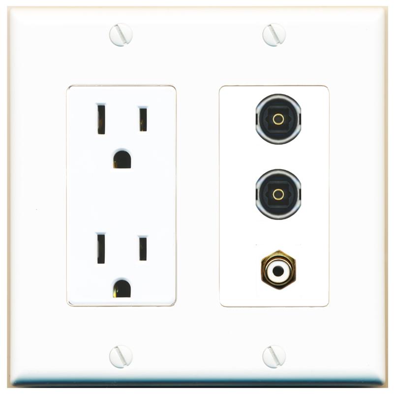 1 RCA-WHITE 2 TOSLINK Wall Plate [White]