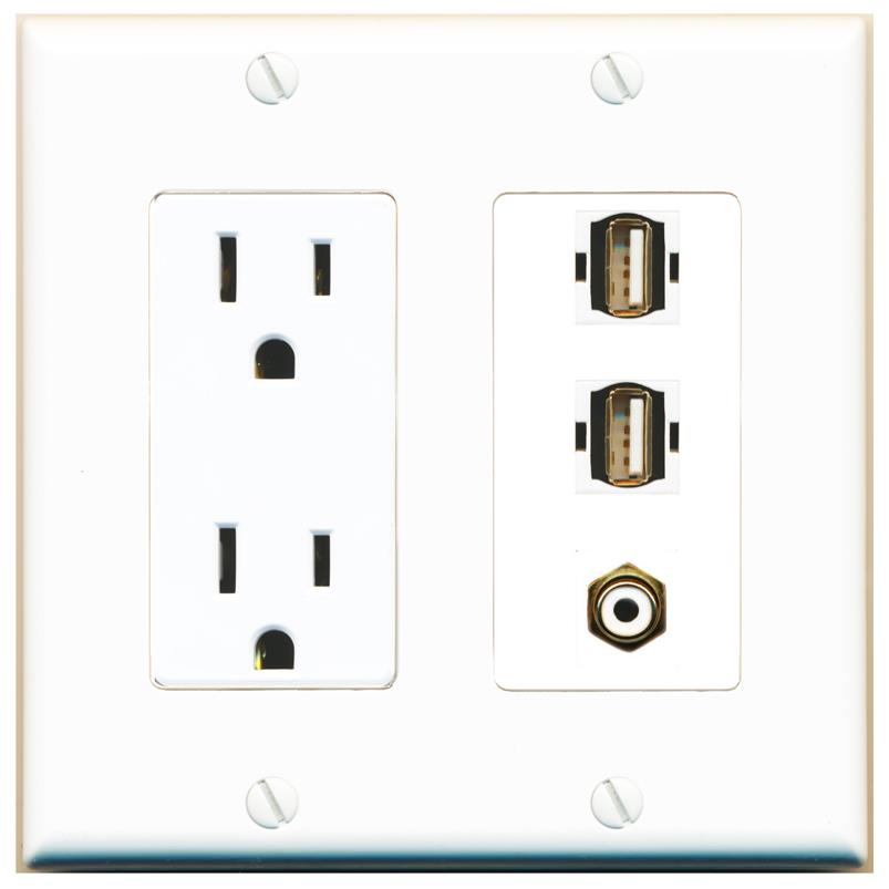 1 RCA-WHITE 2 USB2 Wall Plate [White]