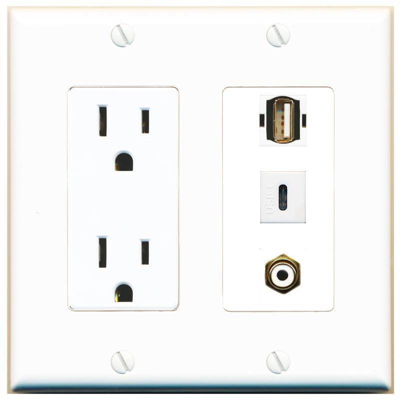 1 RCA-WHITE 1 USB2 1 USBC Wall Plate [White]