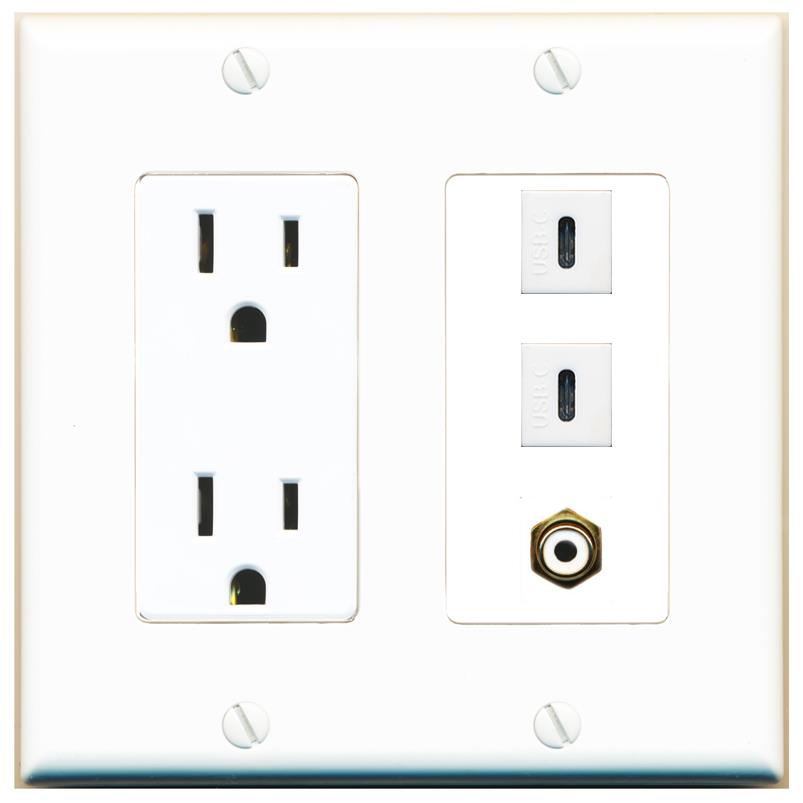 1 RCA-WHITE 2 USBC Wall Plate [White]