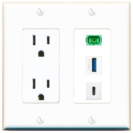 1 SC-APC-SX 1 USB-3 1 USBC Wall Plate [White]