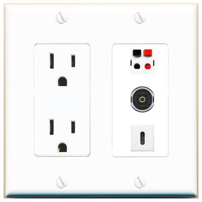1 SPEAKER 1 TOSLINK 1 USBC Wall Plate [White]