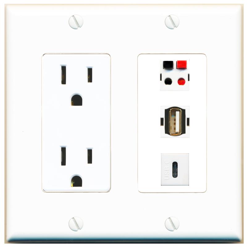1 SPEAKER 1 USB2 1 USBC Wall Plate [White]