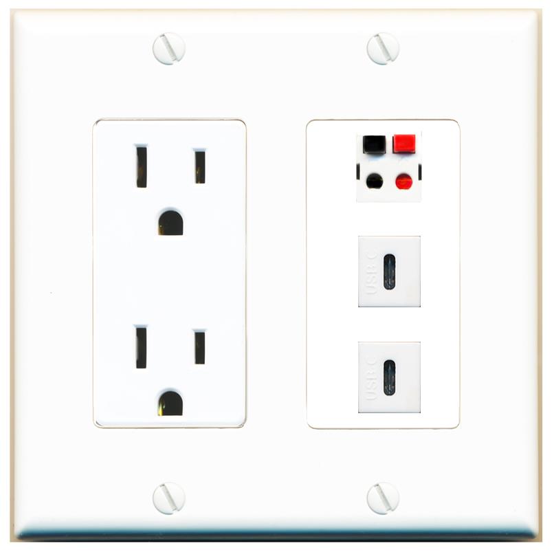 1 SPEAKER 2 USBC Wall Plate [White]