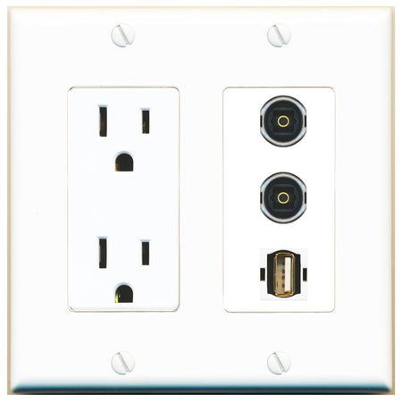 2 TOSLINK 1 USB2 Wall Plate [White]