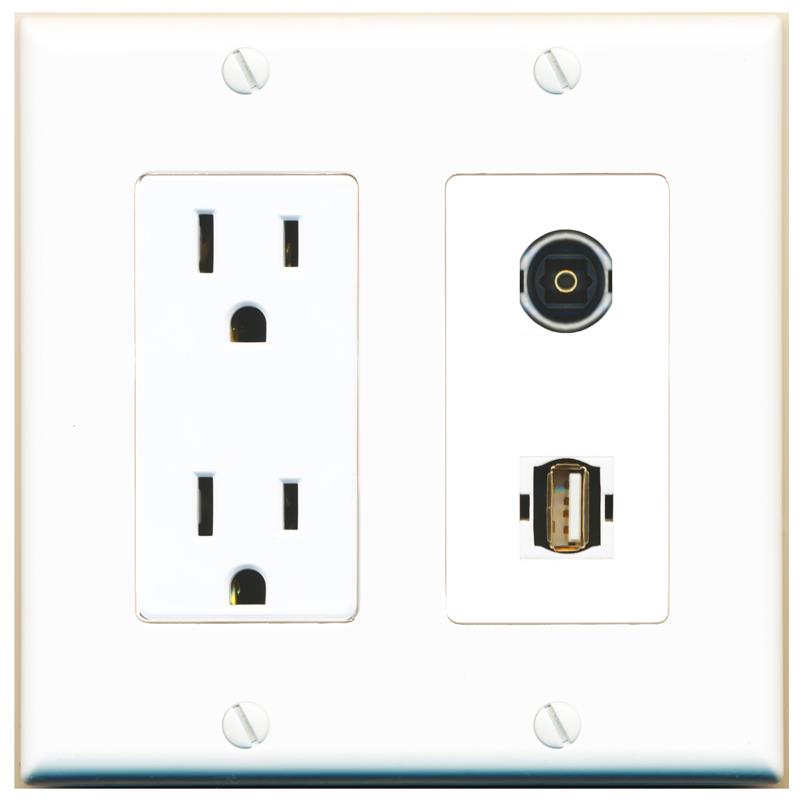 TOSLINK USB2 Wall Plate [White]