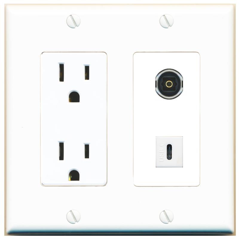 TOSLINK USBC Wall Plate [White]