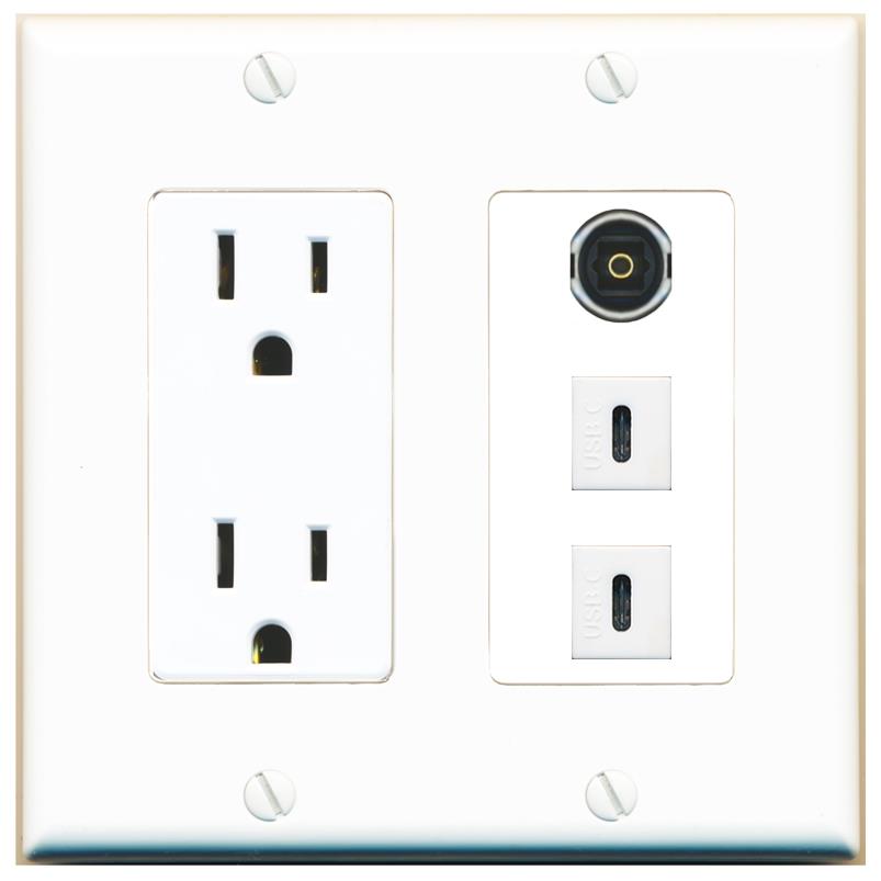 1 TOSLINK 2 USBC Wall Plate [White]