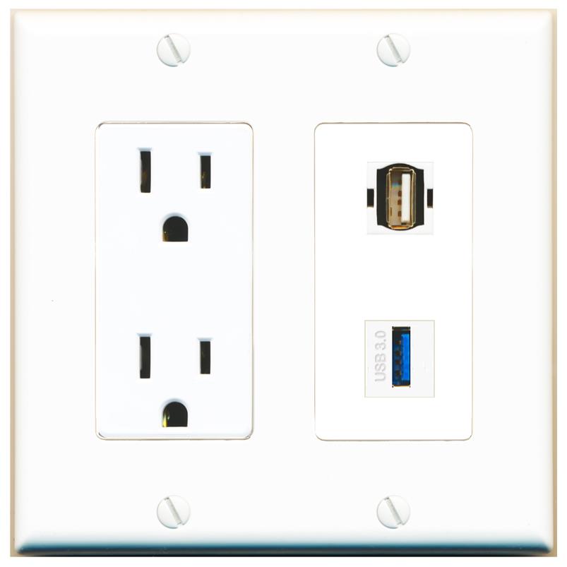 USB-3 USB2 Wall Plate [White]