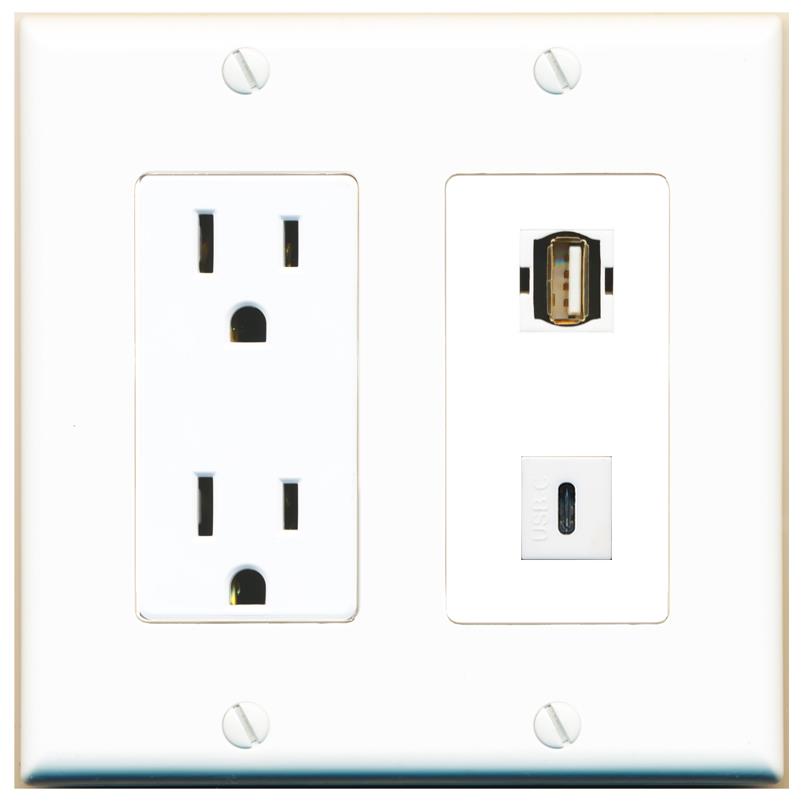 USB2 USBC Wall Plate [White]