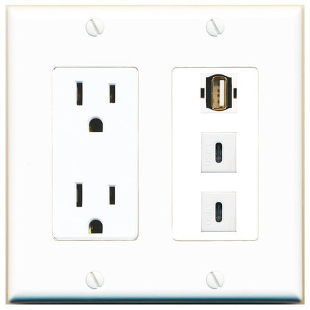 1 USB2 2 USBC Wall Plate [White]